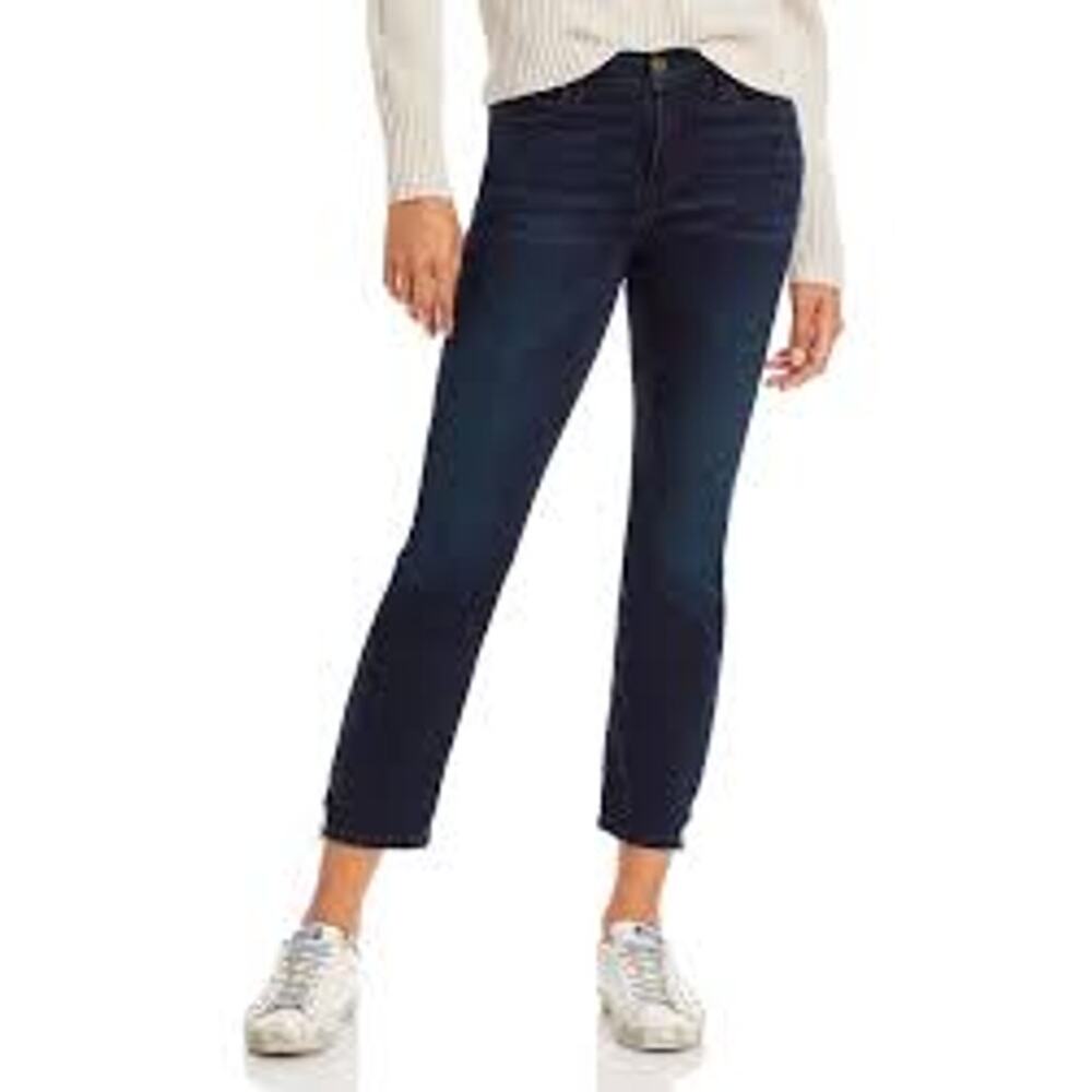 FRAME Le High Straight Jeans Porter Chew Hem Mid Rise Dark Wash Women 26
